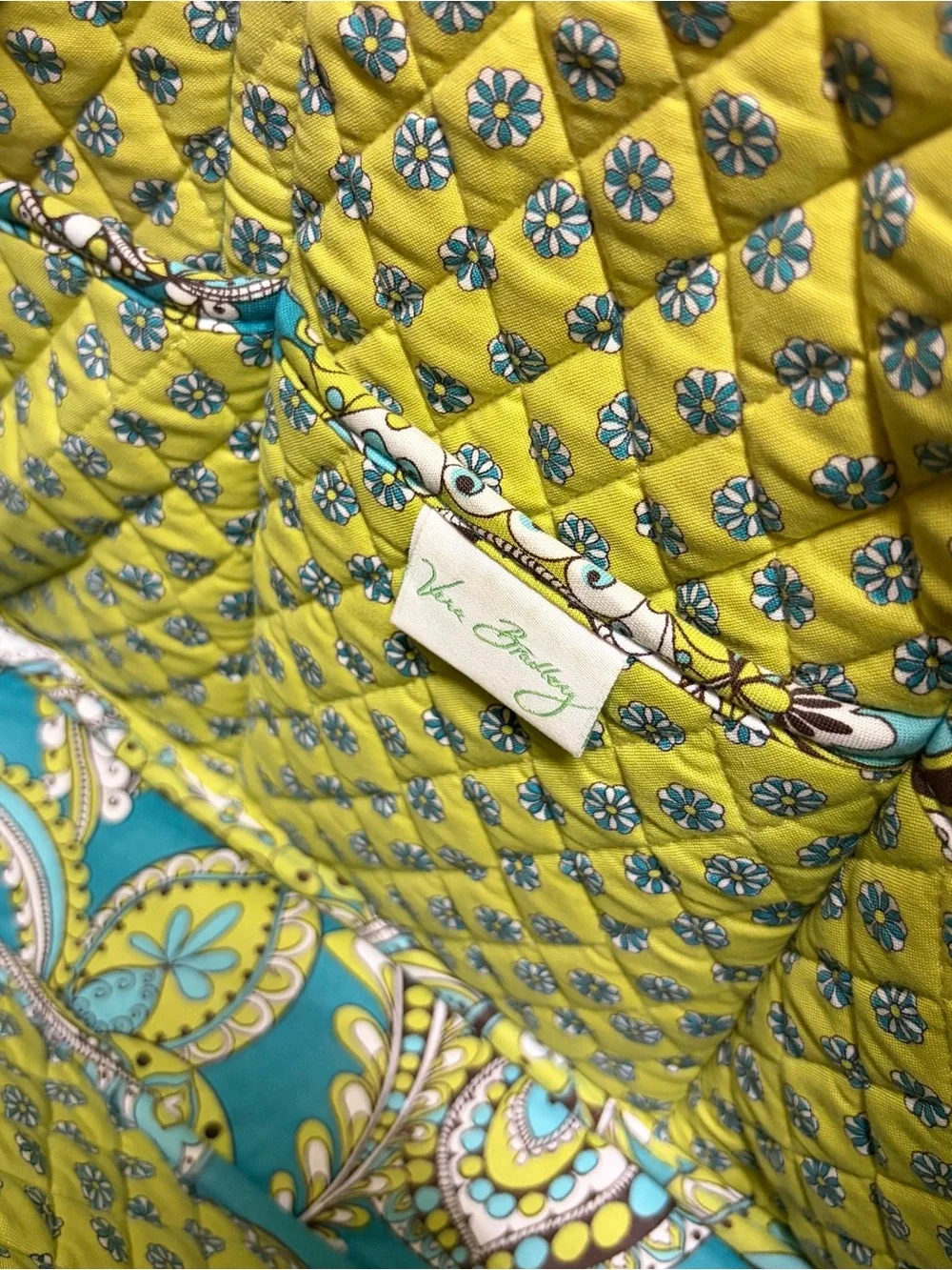 Vera Bradley Turquoise Floral Paisley Quilted Laptop Tote